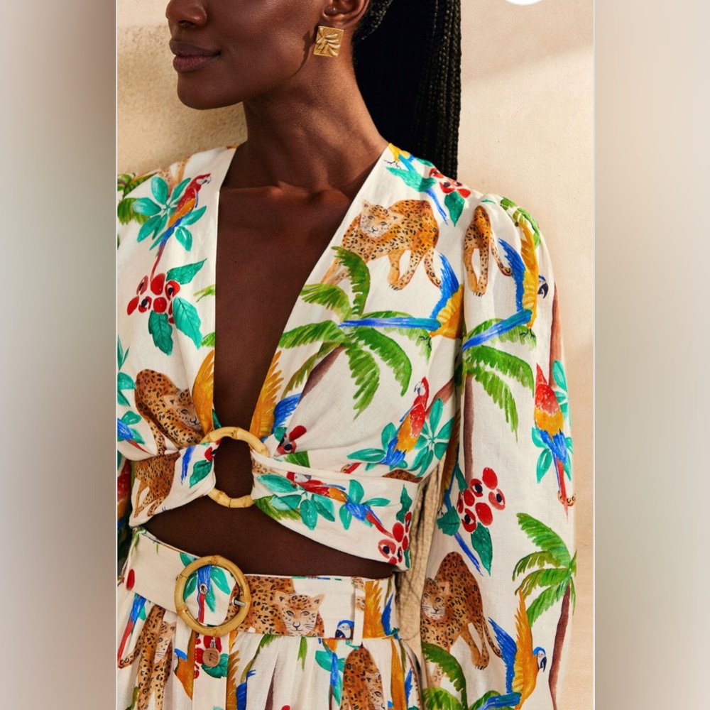 FARM Rio Multicolor Tropical Print Crop Top - Picture 4 of 9